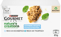 Nassfutter Katze mit Hochseefisch, Spinat & Reis, nature's creations, Multipack (4x85 g) Purina Gourmet