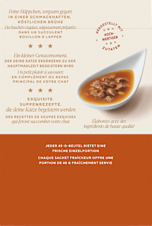 Nassfutter Katze mit Huhn, Rind & Truthahn, Soup Royale, Multipack (6x45 g) Purina Gourmet