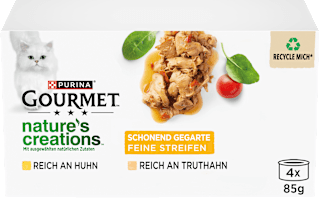 Nassfutter Katze mit Huhn & Truthahn, nature's creations, Multipack (4x85 g) Purina Gourmet