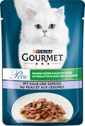 Nassfutter Katze mit Kalb & Gemüse, Perle - erlesene Streifen in Sauce Purina Gourmet
