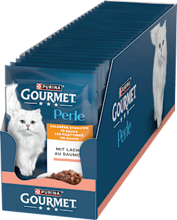 Nassfutter Katze mit Lachs, Perle - erlesene Streifen in Sauce Purina Gourmet