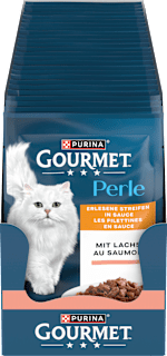 Nassfutter Katze mit Lachs, Perle - erlesene Streifen in Sauce Purina Gourmet