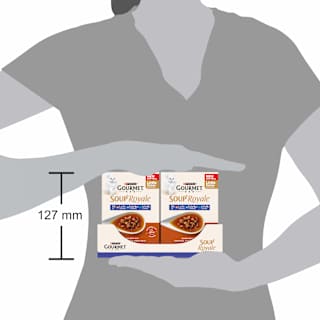 Nassfutter Katze mit Lachs & Kabeljau oder Scholle, Soup Royale, Multipack (6x45 g) Purina Gourmet