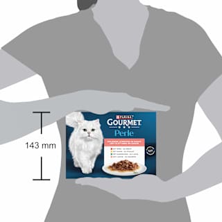 Nassfutter Katze mit Rind, Huhn, Kaninchen & Lachs, Perle - erlesene Streifen, Multipack (8x85 g) Purina Gourmet
