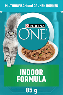 Nassfutter Katze mit Thunfisch & grünen Bohnen in Soße, indoor formula  PURINA ONE