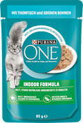 Nassfutter Katze mit Thunfisch & grünen Bohnen in Soße, indoor formula  PURINA ONE