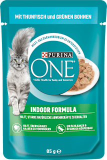 Nassfutter Katze mit Thunfisch & grünen Bohnen in Soße, indoor formula  PURINA ONE