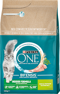 Trockenfutter Katze mit Truthahn & Vollkorn Getreide, Indoor Formula, Adult PURINA ONE