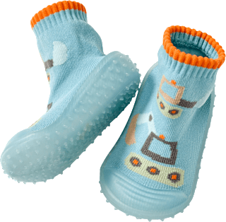 Abenteuer Socken mit Bagger-Motiv, blau, Gr. 23/24 PUSBLU
