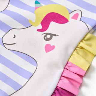 Badeanzug mit Einhorn-Motiv & Rüschen, lila, Gr. 98/104 PUSBLU