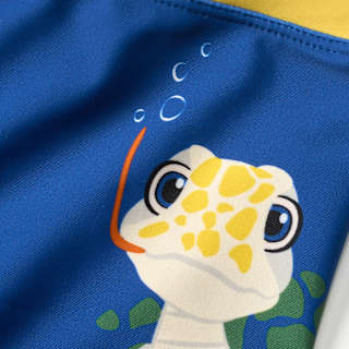 Badehose mit Schildkröten-Motiv, blau + gelb, Gr. 110/116 PUSBLU
