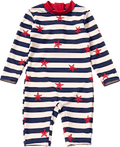 Badeoverall mit Streifen- und Seestern-Muster, blau & rot, Gr. 98/104 PUSBLU