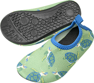 Badeschuhe mit Schildkröten-Muster, grün + blau, Gr. 23/24 PUSBLU