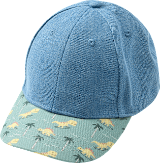 Basecap aus Denim mit Dino-Muster, blau + grün, Gr. 52/53 PUSBLU