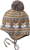 Mütze aus Strick mit Fuchs-Muster, grau & gelb, Gr. 48/49 PUSBLU