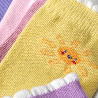 Socken mit Motiven, rosa + lila + gelb, Gr. 23/26 PUSBLU