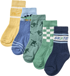 Socken mit Skate-Motiven, grün + blau + gelb, Gr. 27/29 PUSBLU