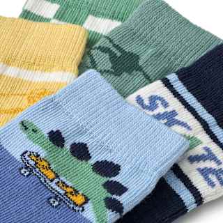 Socken mit Skate-Motiven, grün + blau + gelb, Gr. 27/29 PUSBLU