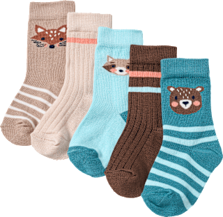 Socken mit Tier-Muster, braun + beige + blau, Gr. 19/22 PUSBLU