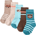Socken mit Tier-Muster, braun + beige + blau, Gr. 19/22 PUSBLU