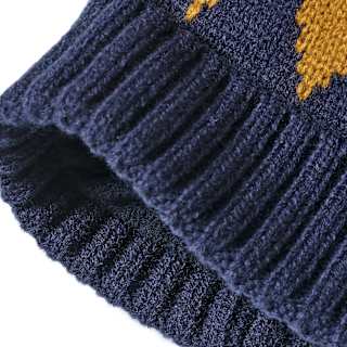 Strickmütze mit Norweger-Muster, blau & weiß, Gr. 48/49 PUSBLU