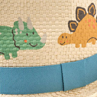 Strohhut mit Dino-Motiv, beige, Gr. 50/51 PUSBLU