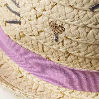 Strohhut mit Katzen-Motiv, beige, Gr. 48/49 PUSBLU