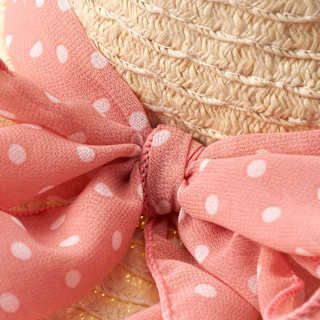 Strohhut mit Punkte-Muster, beige & rosa, Gr. 52/53 PUSBLU