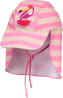 UV Bademütze mit Nackenschutz & Tukan-Motiv, rosa, Gr. 54/55 PUSBLU