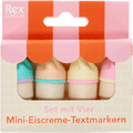 Mini Textmarker-Set Eistüte, pastell (8,8x8,8x2,3cm) REX LONDON