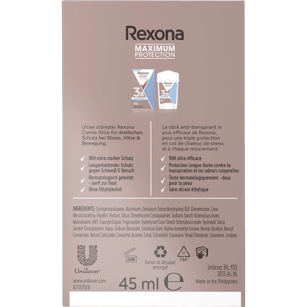 Antitranspirant Deocreme Maximum Protection Clean Scent Rexona