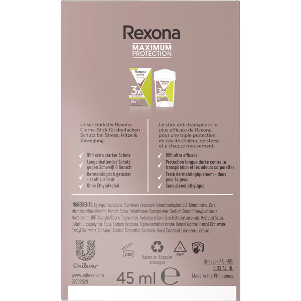 Antitranspirant Deocreme Maximum Protection Stress Control Rexona