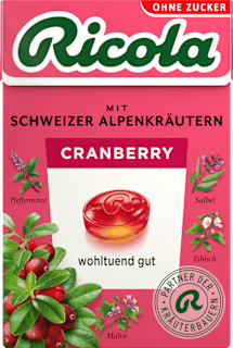 Bonbon, Cranberry, zuckerfrei, in der Taschenbox Ricola