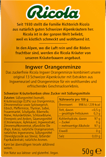 Bonbon, Ingwer & Orangenminze, zuckerfrei, in der Taschenbox Ricola