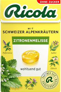 Bonbon, Zitronenmelisse, zuckerfrei, in der Taschenbox Ricola
