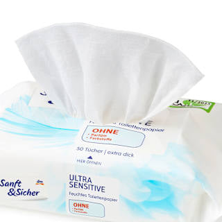 Feuchtes Toilettenpapier Ultra Sensitiv (2x50 Stück) Sanft&Sicher