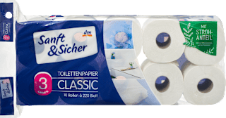 Toilettenpapier Classic 3-lagig (10x220 Blatt) Sanft&Sicher