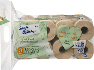 Toilettenpapier Recycling 3-lagig (16x220 Blatt) Sanft&Sicher