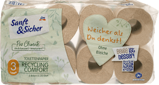 Toilettenpapier Recycling 3-lagig (8x220 Blatt) Sanft&Sicher