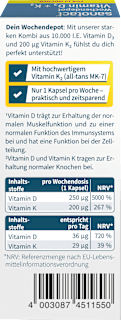 Vitamin D3 + K2 Wochendepot Kapseln 10 St sanotact