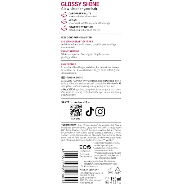 Conditioner Glossy Shine Santé naturally.