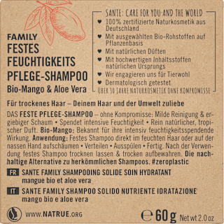Festes Shampoo Feuchtigkeit Bio-Mango & Aloe Vera Santé naturally.