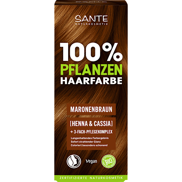 Pflanzenhaarfarbe Maronenbraun Santé naturally.