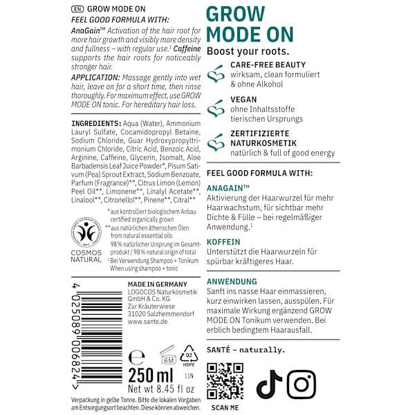 Shampoo Grow Mode On Santé naturally.
