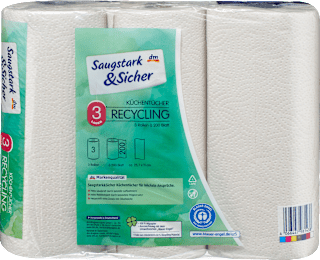 Küchentücher Halbblatt Recycling 3-lagig (3x200 Blatt) Saugstark&Sicher
