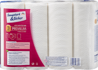 Küchentücher Premium 3-lagig (4x51 Blatt) Saugstark&Sicher