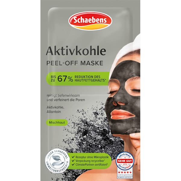 Gesichtsmaske peel off Aktivkohle (2x8 ml) Schaebens