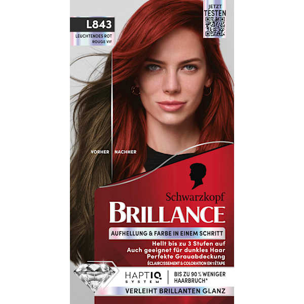 Haarfarbe L843 Leuchtendes Rot Schwarzkopf Brillance