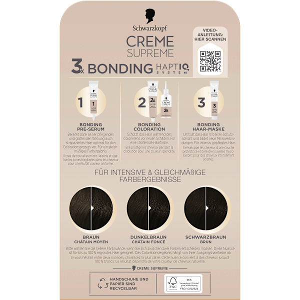 Haarfarbe 3-0 Natürliches Schwarz-Braun Schwarzkopf CREME SUPREME