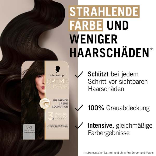 Haarfarbe 3-0 Natürliches Schwarz-Braun Schwarzkopf CREME SUPREME